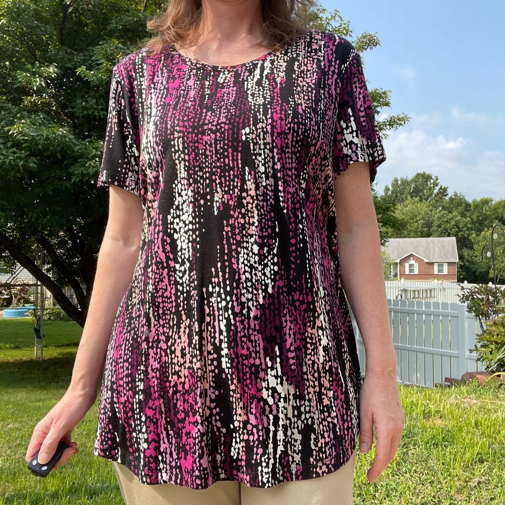 JM Collection Printed Jacquard Blouse